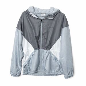Columbia Gray Colorblock Windbreaker Jacket Size Large | Lightweight Lined